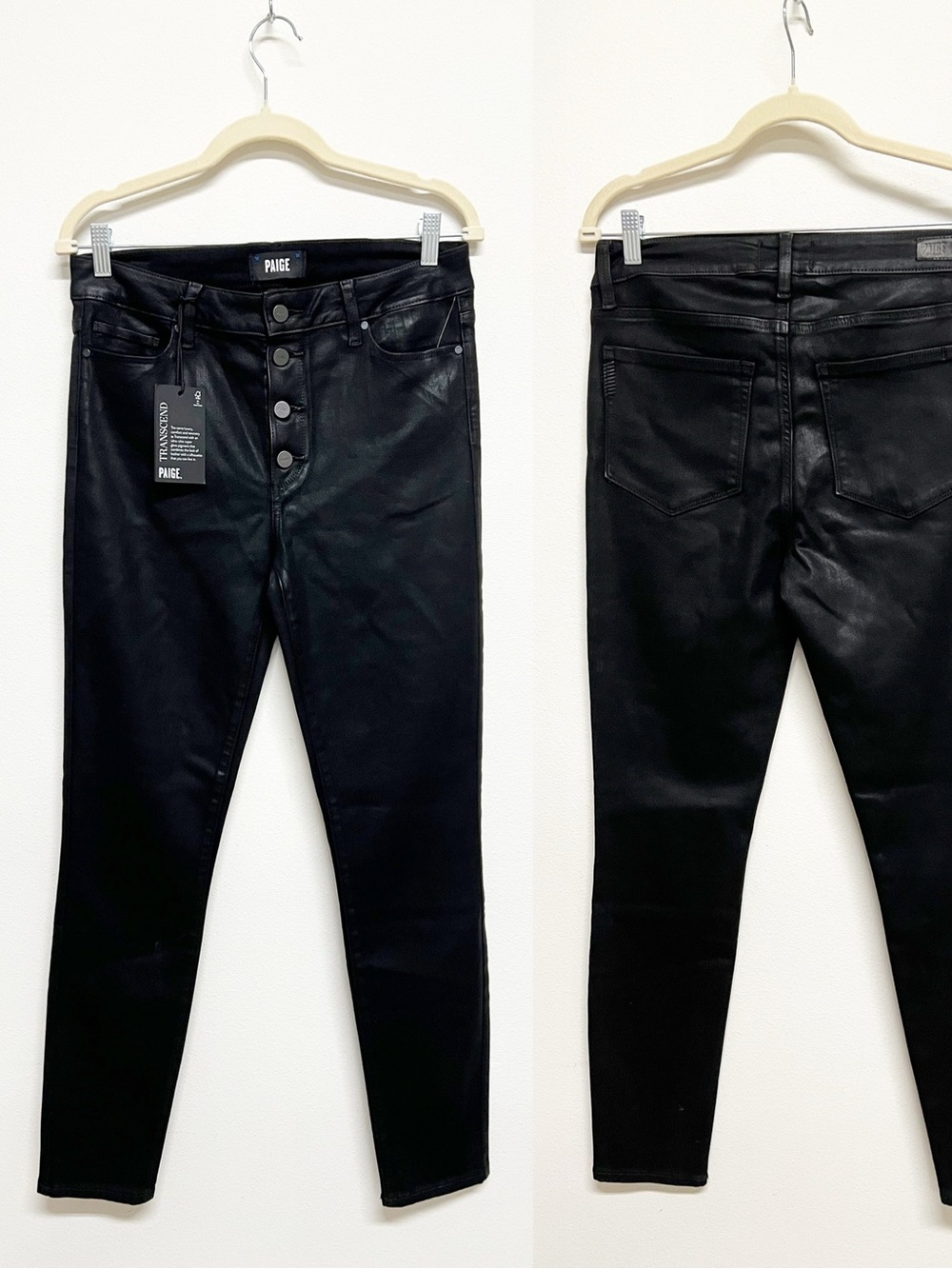 PAIGE Womens Black Fog Coated Exposed Button Fly Ultra Skinny Jeans Size 30